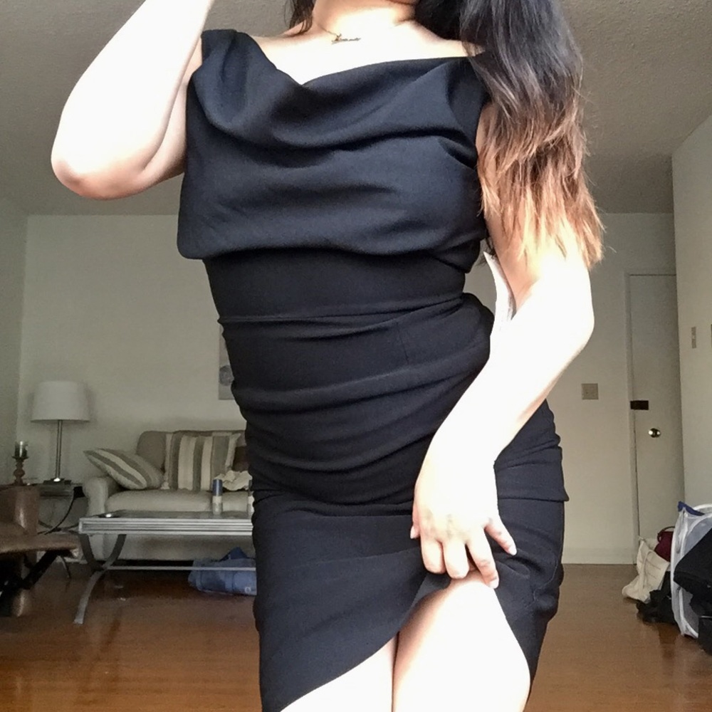 Stop Staring Black Midi Dress